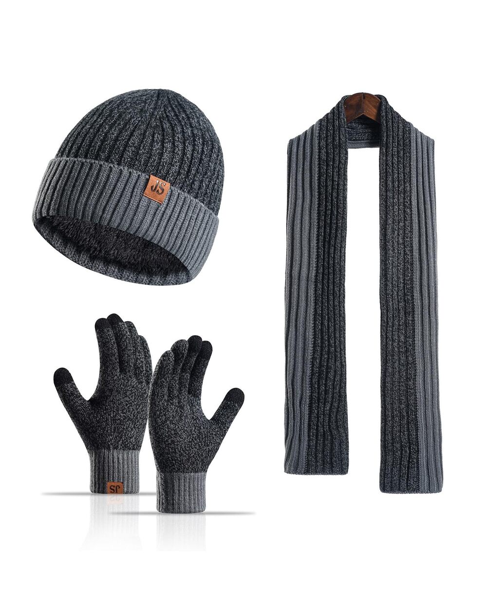 1865 Winter Hats Scarf Set Touchscreen Gloves Warm Knit Beanie Hat Scarves